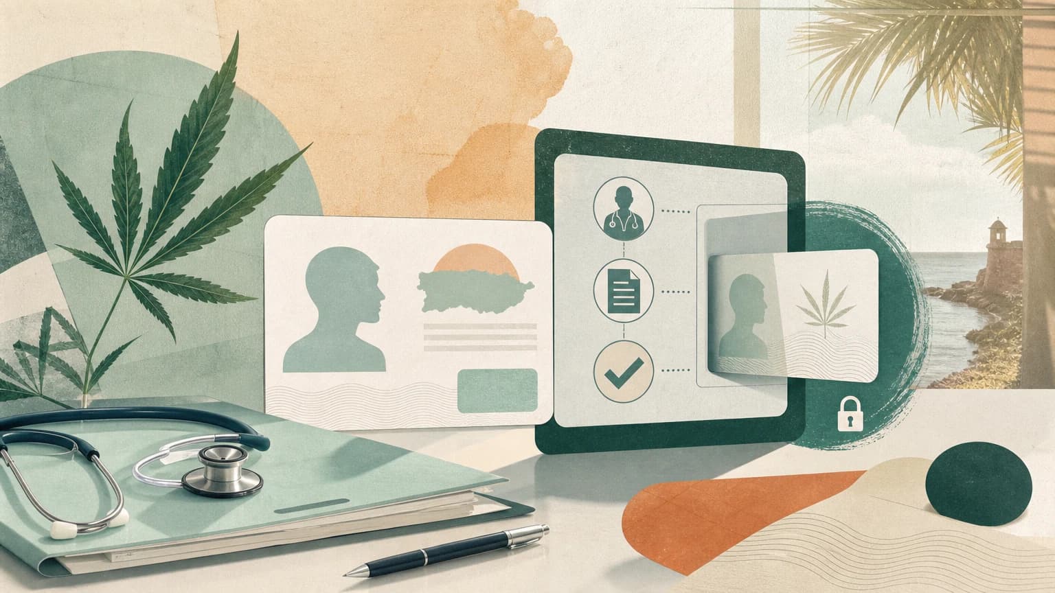 A medical cannabis application, clinician review, identity card, and approval workflow in Puerto Rico